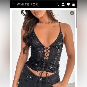 white fox boutique sparkly top 🖤